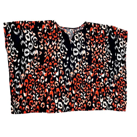 CCC Chic Trendy Red Ruby Leopard Cheetah Print Kimono Blouse V Neck Short Sleeve - Picture 5 of 6